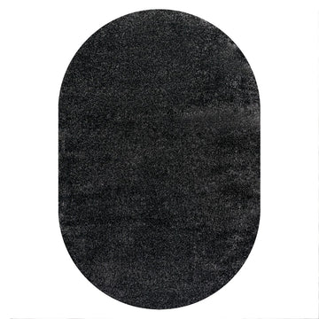 Haze Solid Low-pile Area Rug Black